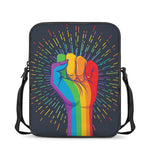LGBT Pride Rainbow Hand Print Rectangular Crossbody Bag