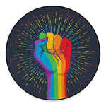 LGBT Pride Rainbow Hand Print Round Floor Mat