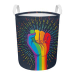 LGBT Pride Rainbow Hand Print Round Laundry Basket