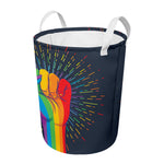 LGBT Pride Rainbow Hand Print Round Laundry Basket
