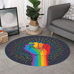 LGBT Pride Rainbow Hand Print Round Rug