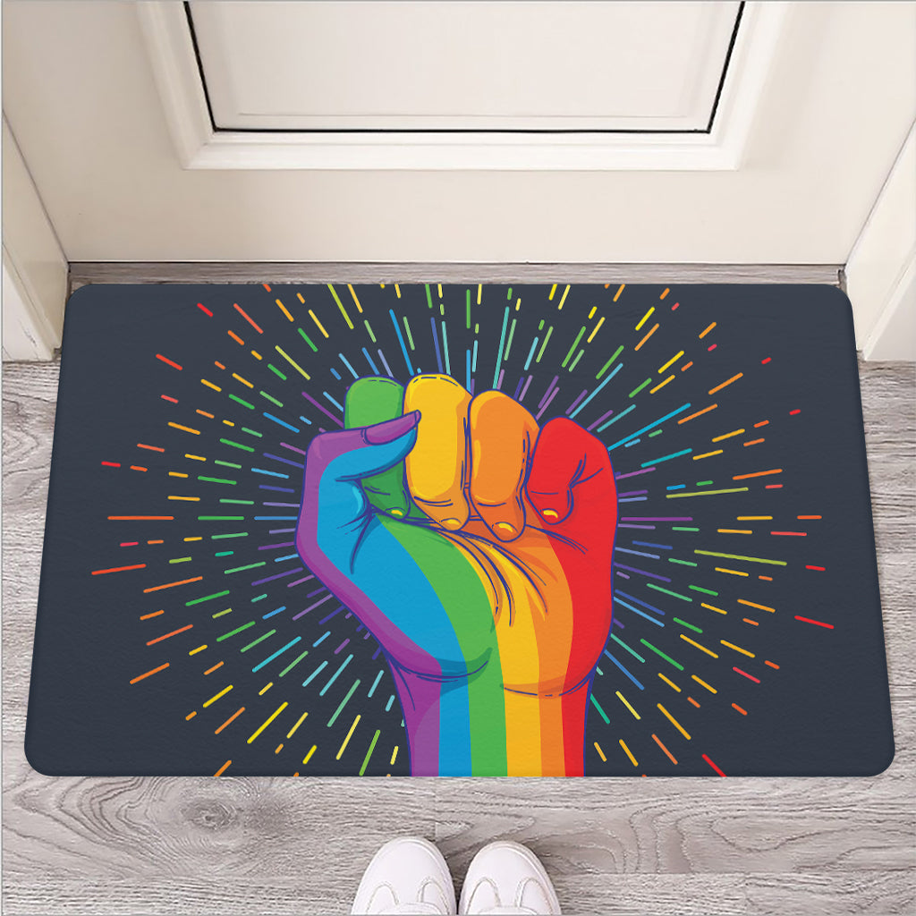 LGBT Pride Rainbow Hand Print Rubber Doormat
