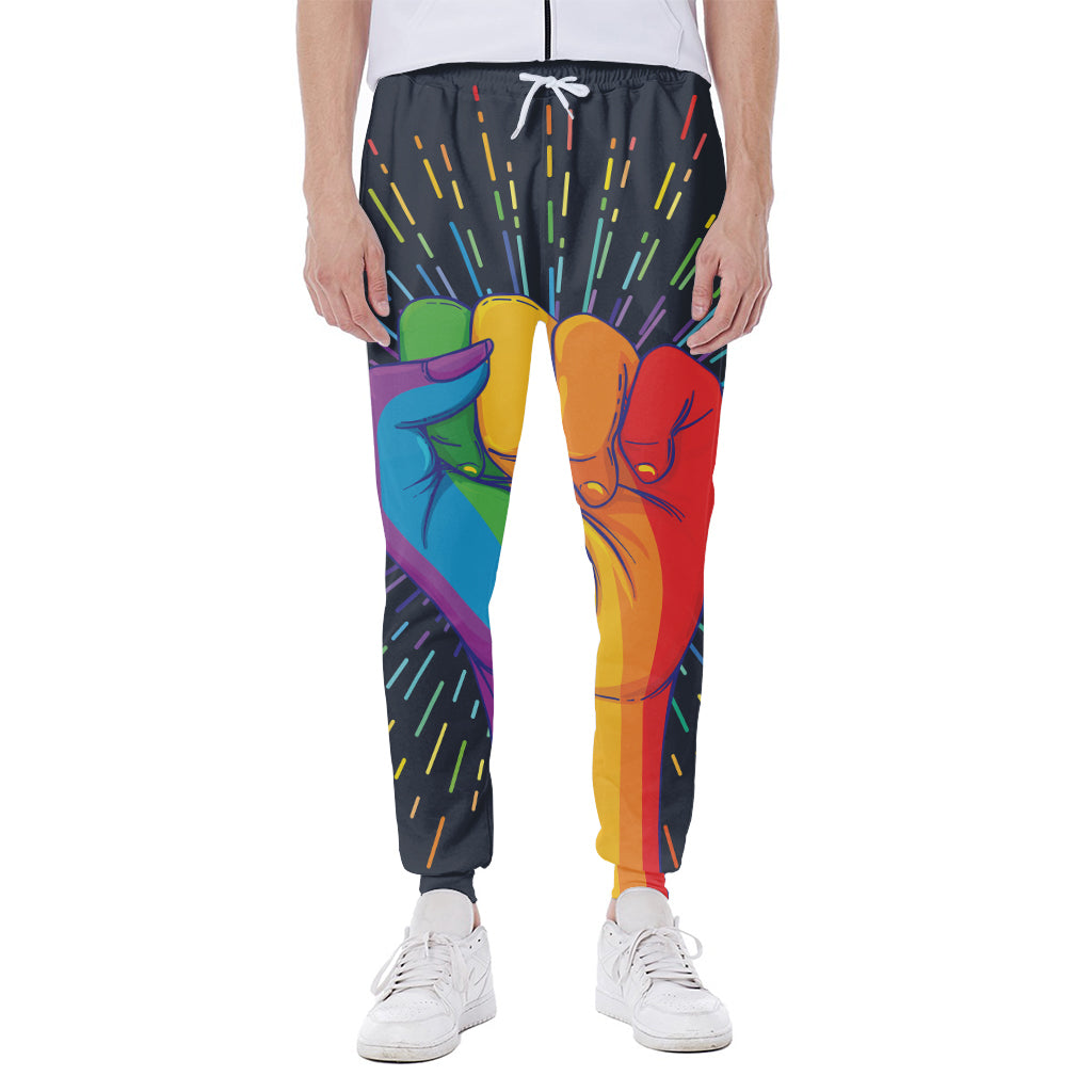 LGBT Pride Rainbow Hand Print Scuba Joggers