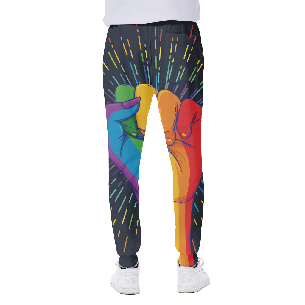 LGBT Pride Rainbow Hand Print Scuba Joggers