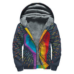 LGBT Pride Rainbow Hand Print Sherpa Lined Zip Up Hoodie