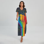 LGBT Pride Rainbow Hand Print Short Sleeve Maxi Dress
