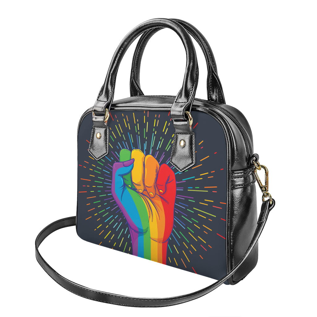 LGBT Pride Rainbow Hand Print Shoulder Handbag