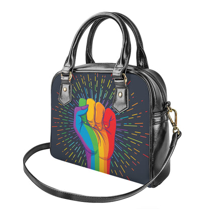 LGBT Pride Rainbow Hand Print Shoulder Handbag