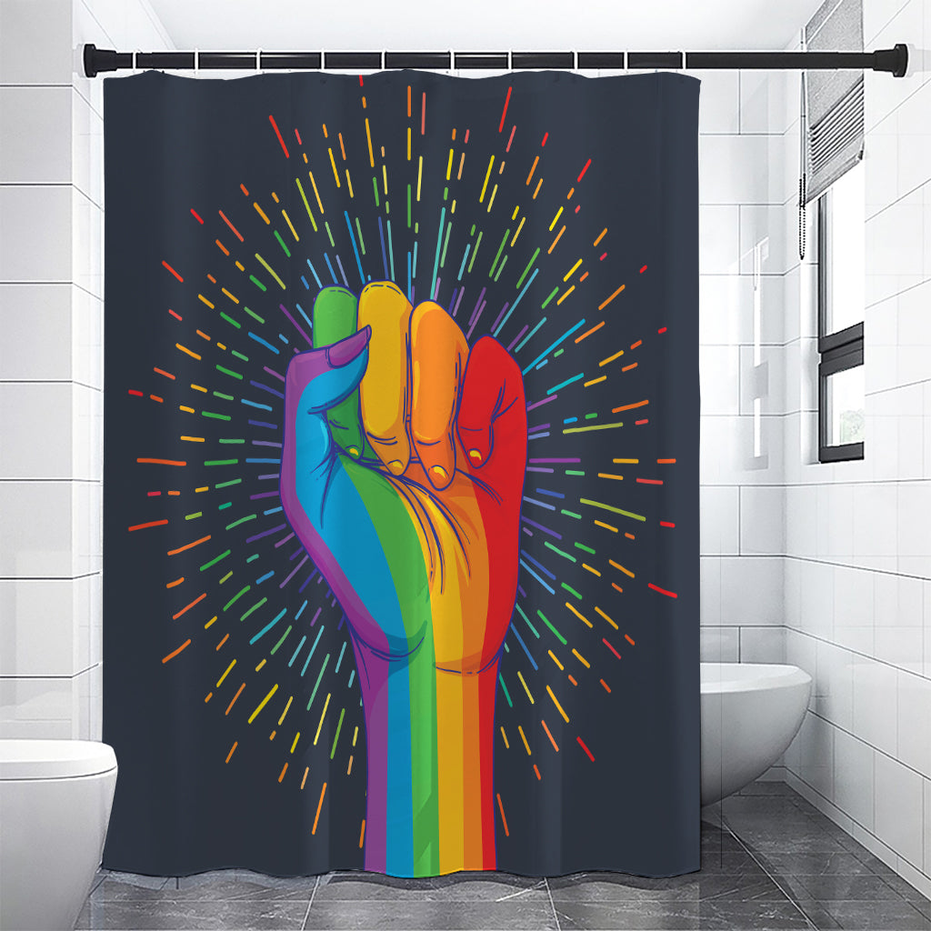 LGBT Pride Rainbow Hand Print Shower Curtain