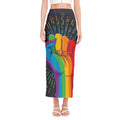 LGBT Pride Rainbow Hand Print Side Slit Maxi Skirt