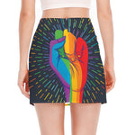 LGBT Pride Rainbow Hand Print Side Slit Mini Skirt