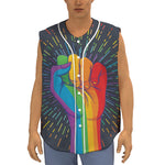 LGBT Pride Rainbow Hand Print Sleeveless Baseball Jersey