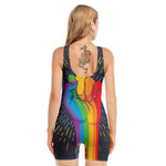 LGBT Pride Rainbow Hand Print Sleeveless One Piece Swimsuit