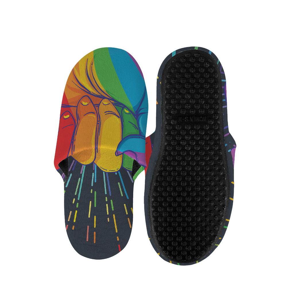 LGBT Pride Rainbow Hand Print Slippers