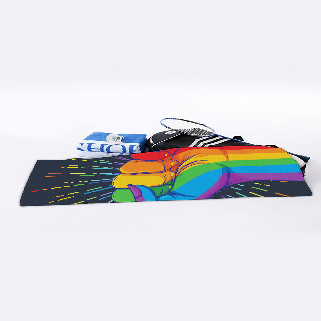 LGBT Pride Rainbow Hand Print Sports Towel
