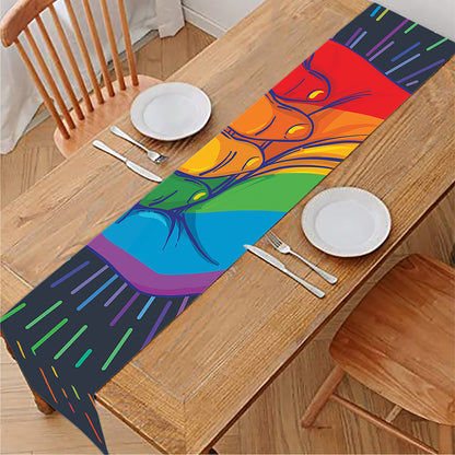 LGBT Pride Rainbow Hand Print Table Runner
