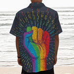 LGBT Pride Rainbow Hand Print Textured Short Sleeve Shirt