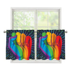 LGBT Pride Rainbow Hand Print Tier Curtains