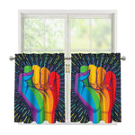 LGBT Pride Rainbow Hand Print Tier Curtains