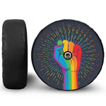 LGBT Pride Rainbow Hand Print Tire Cover With Camera Hole