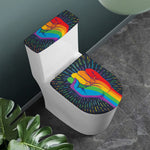 LGBT Pride Rainbow Hand Print Toilet Lid And Tank Cover Set