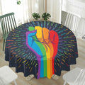 LGBT Pride Rainbow Hand Print Waterproof Round Tablecloth