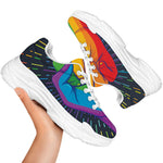 LGBT Pride Rainbow Hand Print White Chunky Shoes
