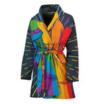 LGBT Pride Rainbow Hand Print Women's Bathrobe