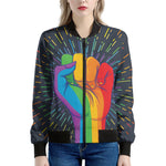 LGBT Pride Rainbow Hand Print Women's Bomber Jacket