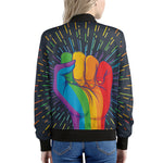 LGBT Pride Rainbow Hand Print Women's Bomber Jacket