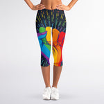 LGBT Pride Rainbow Hand Print Women's Capri Leggings