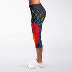 LGBT Pride Rainbow Hand Print Women's Capri Leggings
