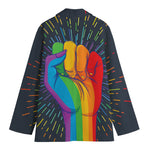 LGBT Pride Rainbow Hand Print Women's Cotton Blazer