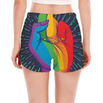 LGBT Pride Rainbow Hand Print Women's Split Running Shorts