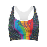 LGBT Pride Rainbow Hand Print Women's Sports Bra