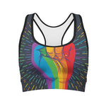 LGBT Pride Rainbow Hand Print Women's Sports Bra