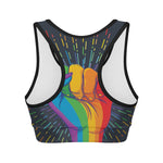 LGBT Pride Rainbow Hand Print Women's Sports Bra