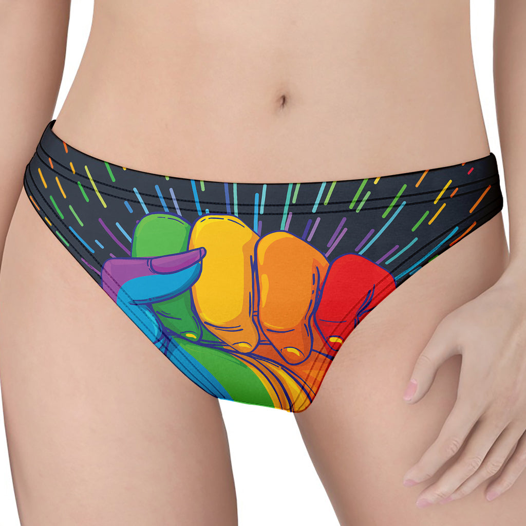 LGBT Pride Rainbow Hand Print Women's Thong