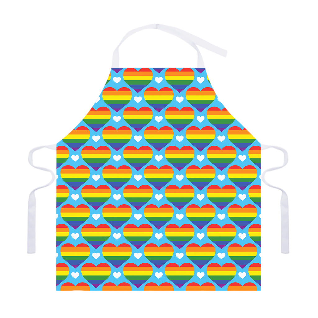 LGBT Pride Rainbow Heart Pattern Print Adjustable Apron