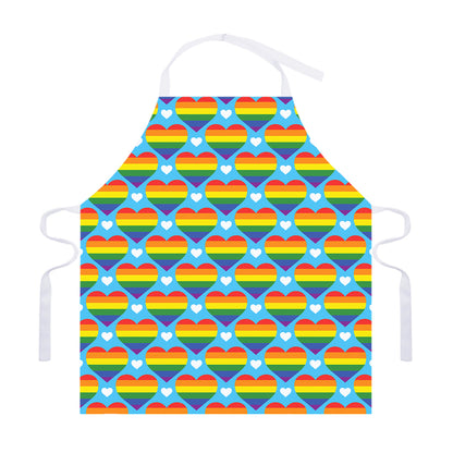 LGBT Pride Rainbow Heart Pattern Print Adjustable Apron