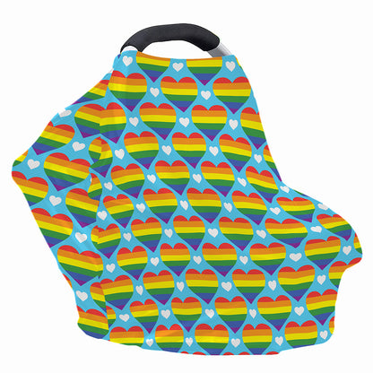 LGBT Pride Rainbow Heart Pattern Print Baby Seat Cover