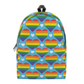 LGBT Pride Rainbow Heart Pattern Print School Backpack
