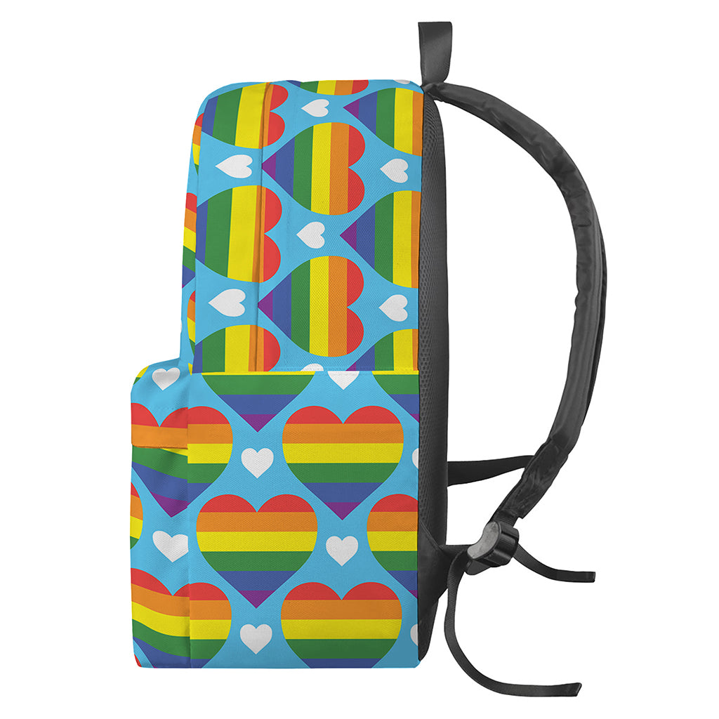 LGBT Pride Rainbow Heart Pattern Print Backpack