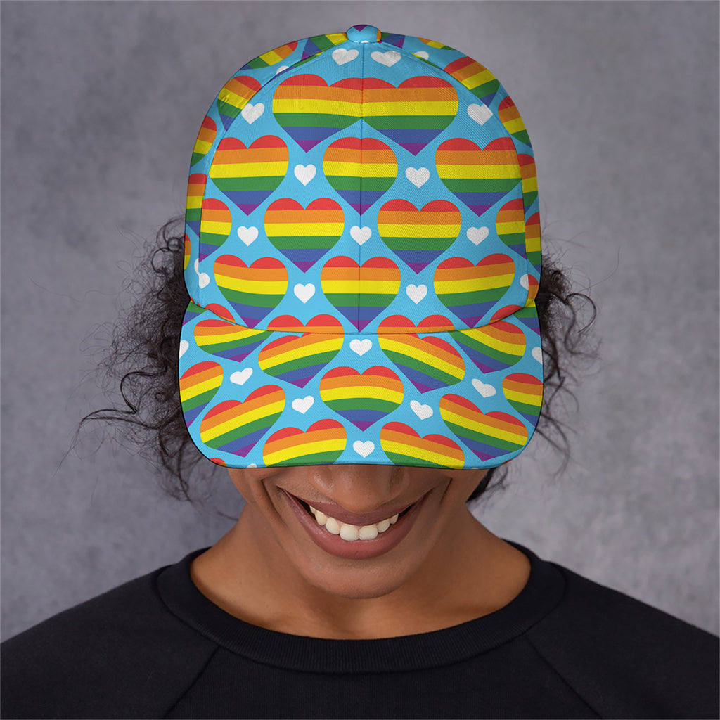 LGBT Pride Rainbow Heart Pattern Print Baseball Cap