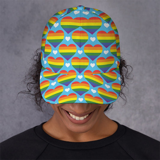 LGBT Pride Rainbow Heart Pattern Print Baseball Cap