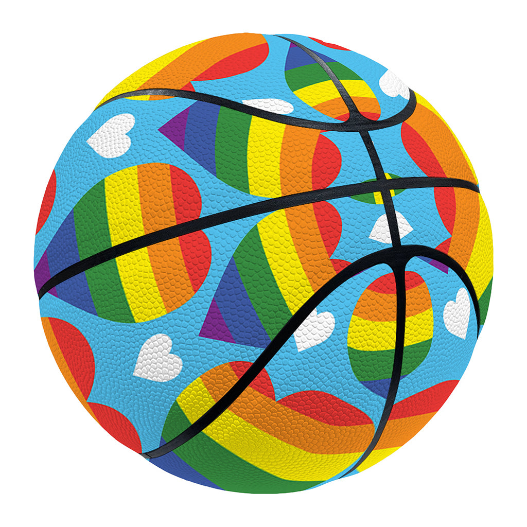 LGBT Pride Rainbow Heart Pattern Print Basketball
