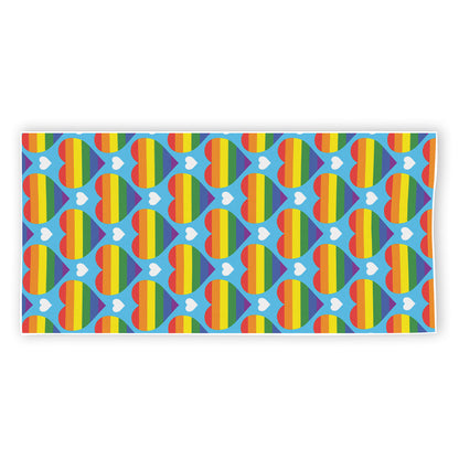 LGBT Pride Rainbow Heart Pattern Print Beach Towel