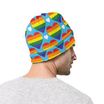 LGBT Pride Rainbow Heart Pattern Print Beanie