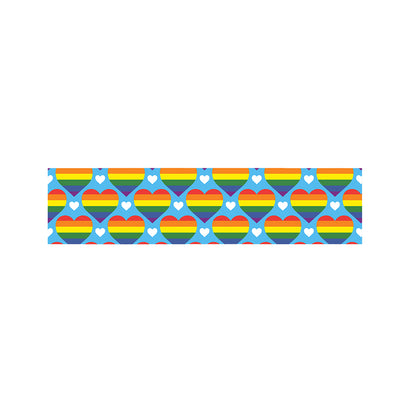 LGBT Pride Rainbow Heart Pattern Print Bed Runner
