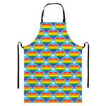 LGBT Pride Rainbow Heart Pattern Print Bib Apron With Pocket